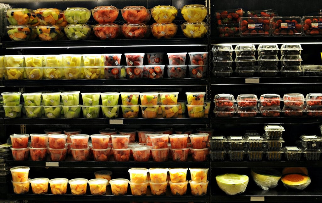 plastico frutas vegetais