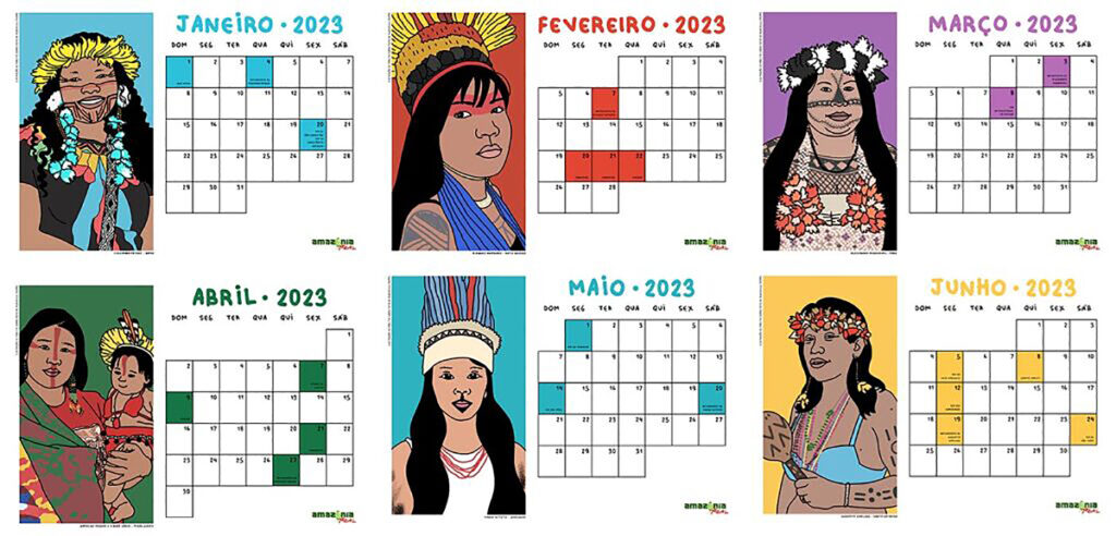 calendário mulheres indígenas