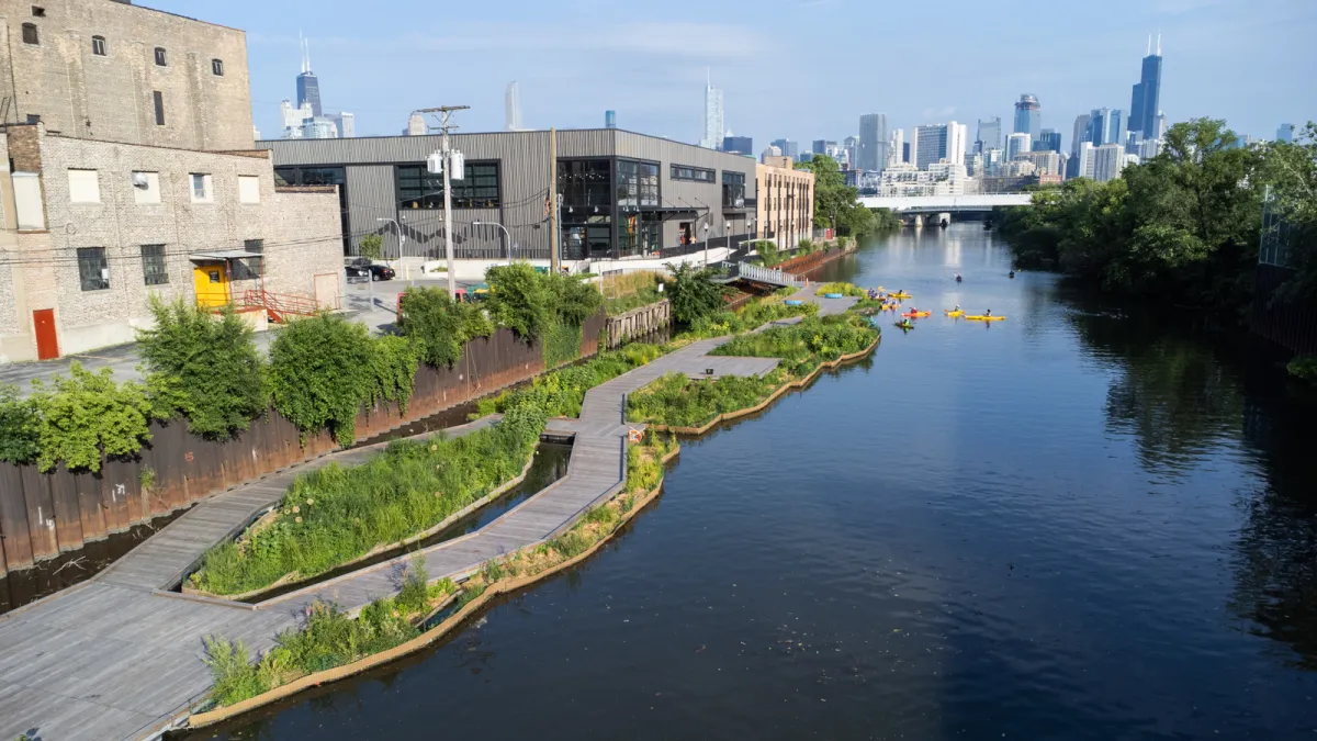projeto de jardins flutuantes da Wild Mile, no Rio Chicago.