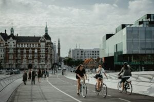 pedestres e ciclistas na Dinamarca
