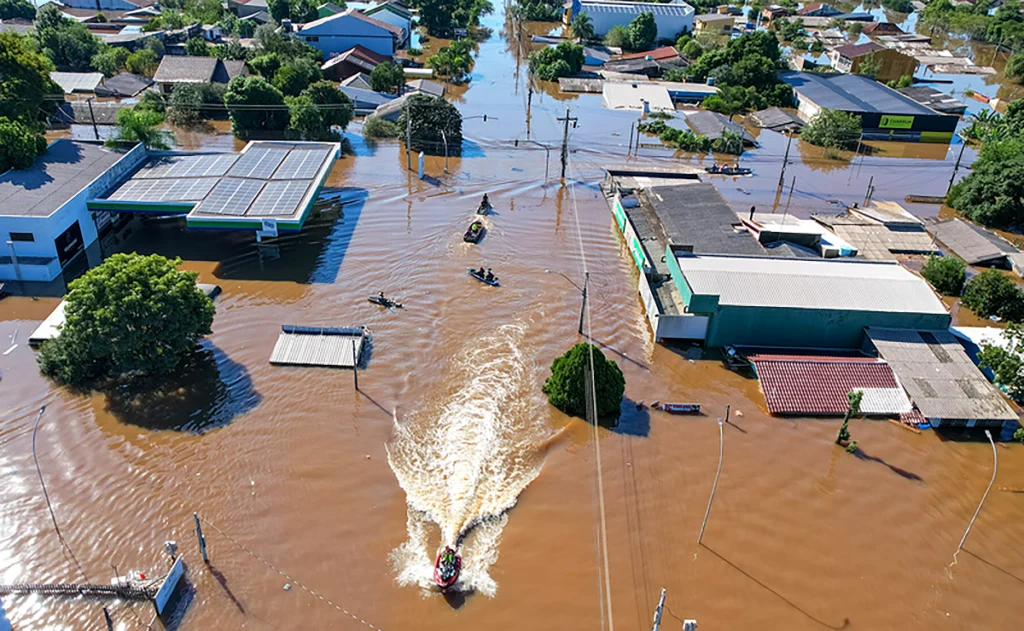 Enchente em Canoas, no Rio Grande do Sul. Foto: Gustavo Mansur | Palácio Piratini