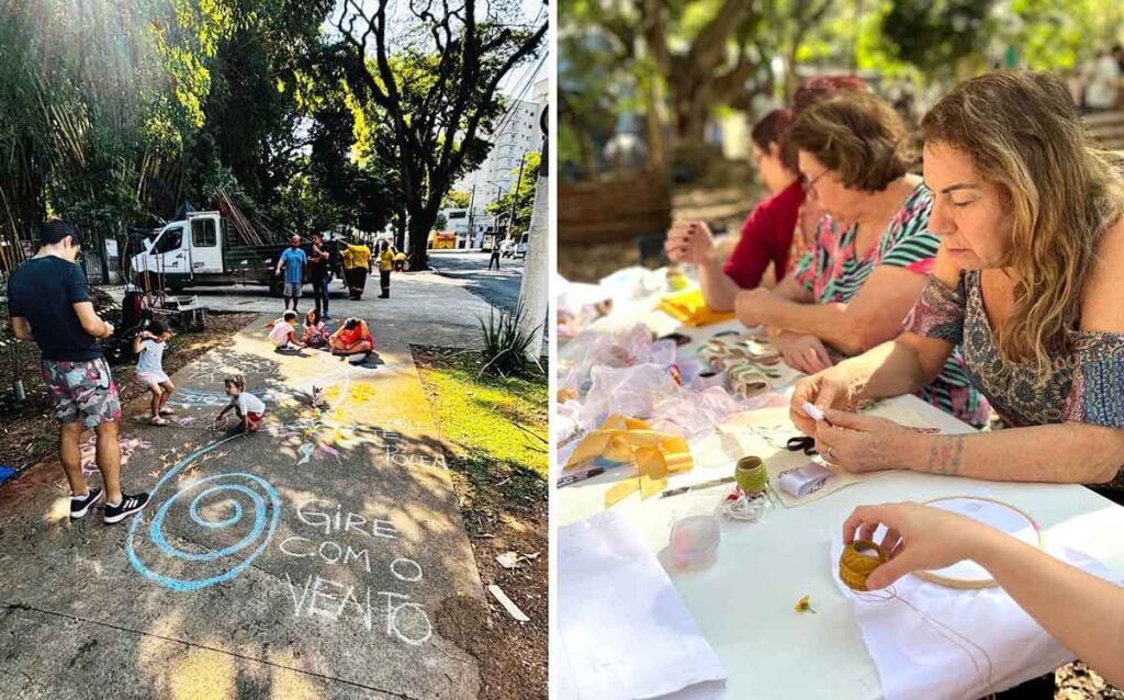 Compostinha e mesa de bordado estão entre as atividades.