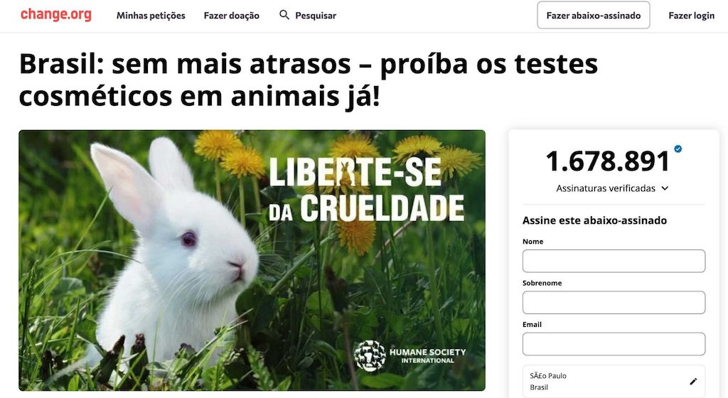 testes em animais