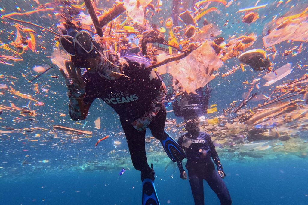 família Shurmann mergulha em mar de plástico