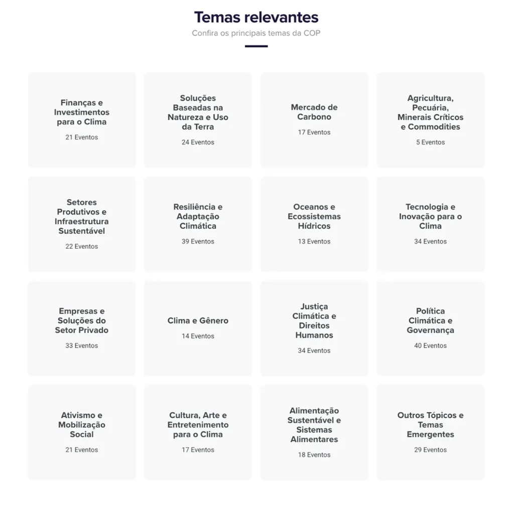 COP30 Events agenda