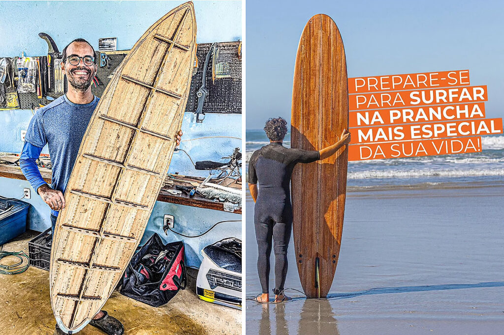 prancha de surfe com madeira