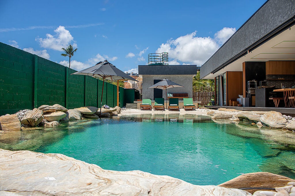 piscina casa blocos de plástico