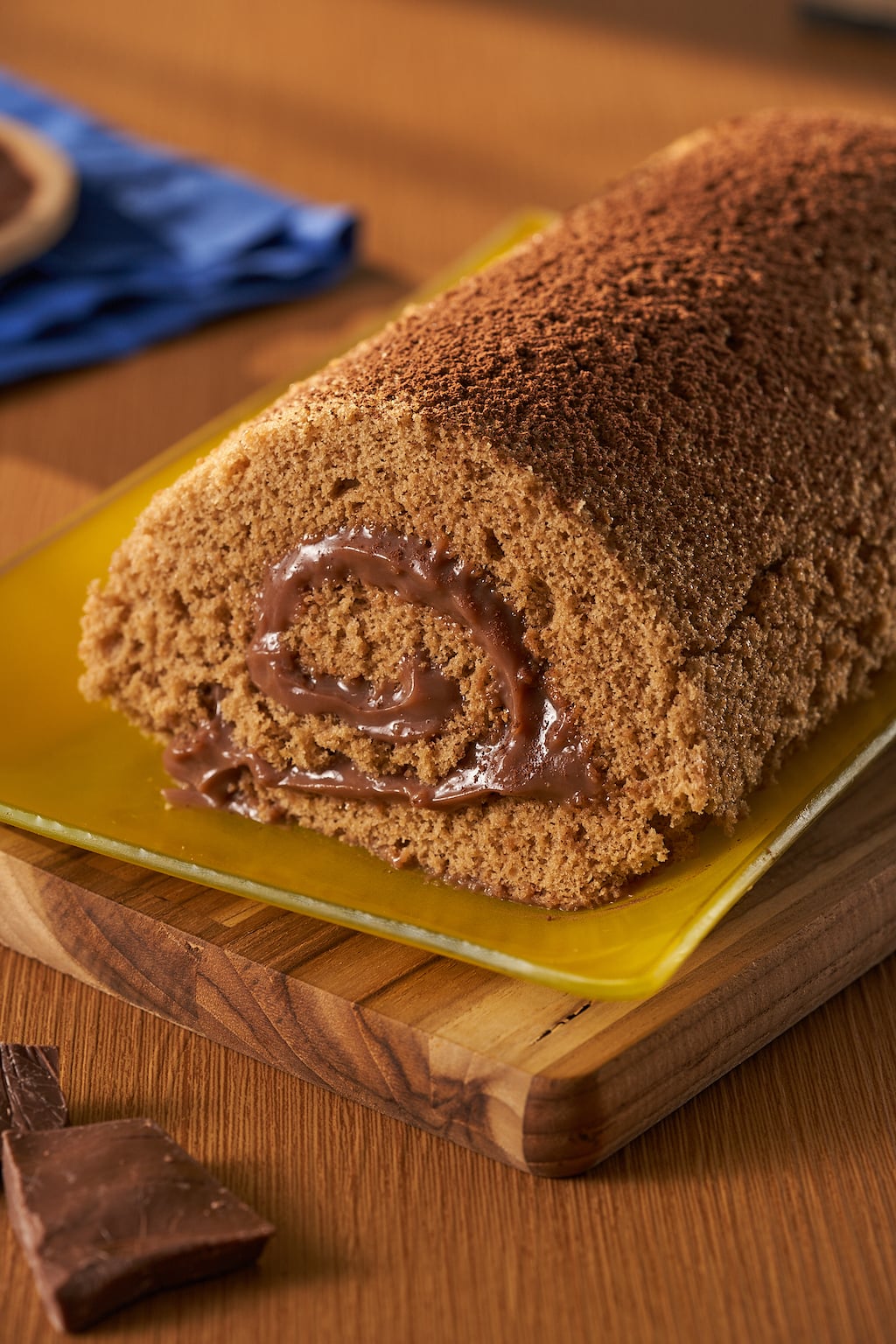 Rocambole de Café com Recheio Cremoso de Chocolate