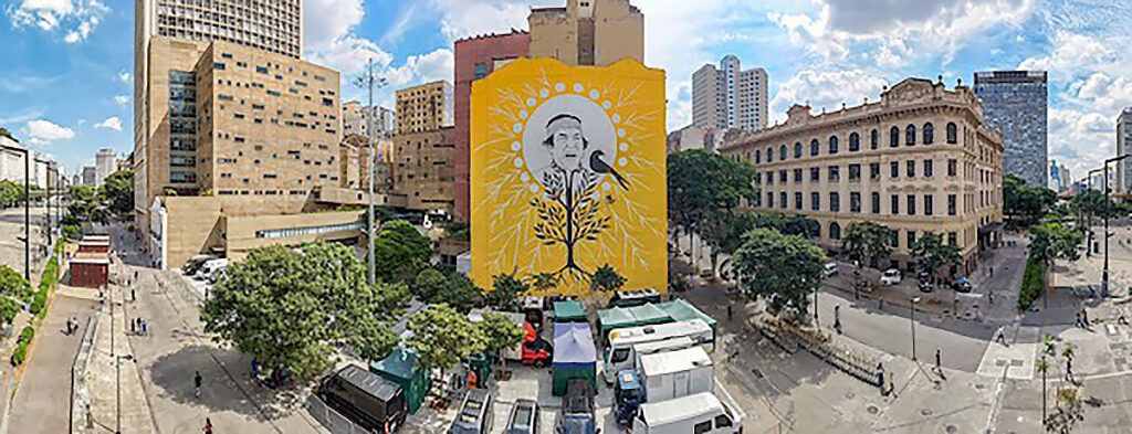 painel em homenagem a Ailton Krenak