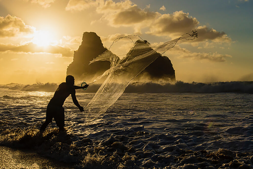 rede de pesca praia